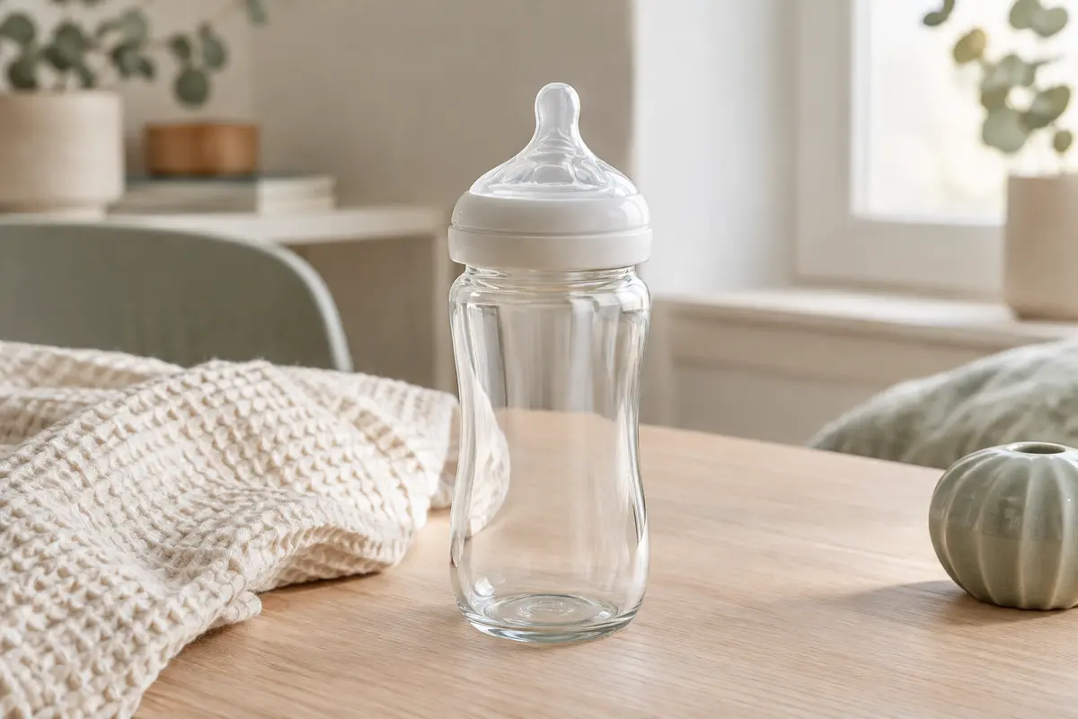 Biberon transparent en verre borosilicaté de 240 ml avec tétine à Réponse Naturelle