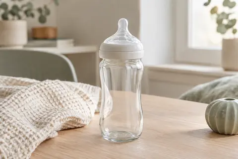 Biberon transparent en verre borosilicaté de 240 ml avec tétine à Réponse Naturelle